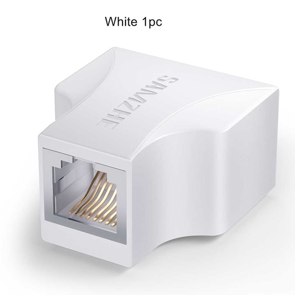 RJ45 Connector Ethernet Cable Adapter Lan Cable Extender Splitter Internet Cable Connection Female to Female 1 Input 2 Output: White 1pc