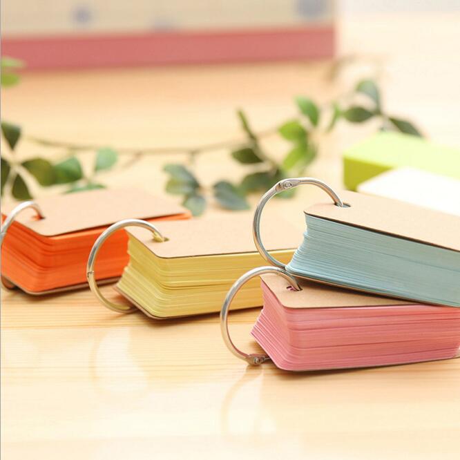 Candy Color 1PC 90 Sheets Pocket Loose Leaf Blank Vocabulary Notebook Mini Memo Note Card Office School Stationery