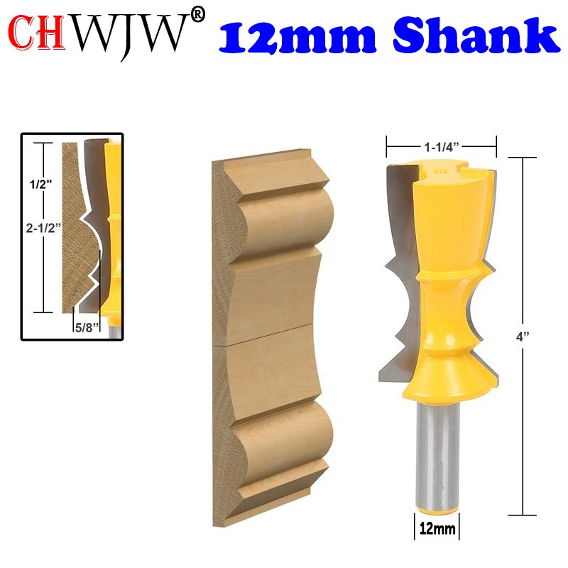 CHWJW 1PC 12mm Shank Reversible Crown Molding Router Bit Set Line knife Door knife Tenon Cutter for Woodworking Tools: 16150-12mmShank