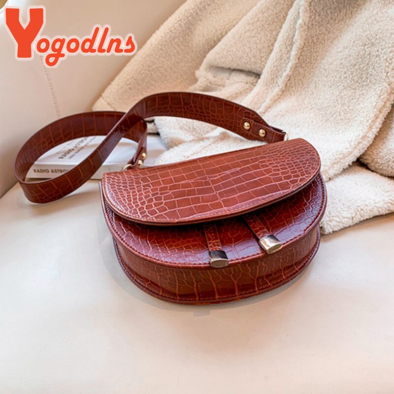 Yogodlns sacoche sac à bandoulière sauvage décontracté en cuir PU unique sac à bandoulière de luxe Crocodile modèle sac à main sac