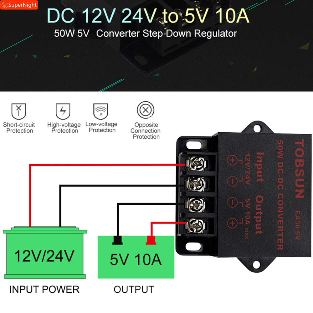 12v 24v Naar 5v 10a 50w Dc Dc Converter Transforma Grandado 4939