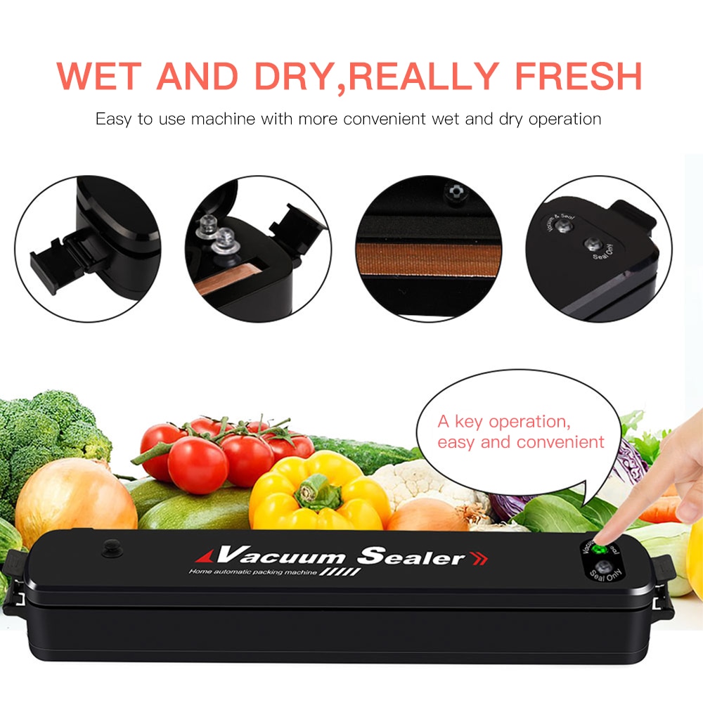 Vacuum Bag Sealing Machine Electric Vacuum Sealer Vaccum Pouch Packaging Machine With 15pc Bags Free Food Fish Fruit Meat Packer