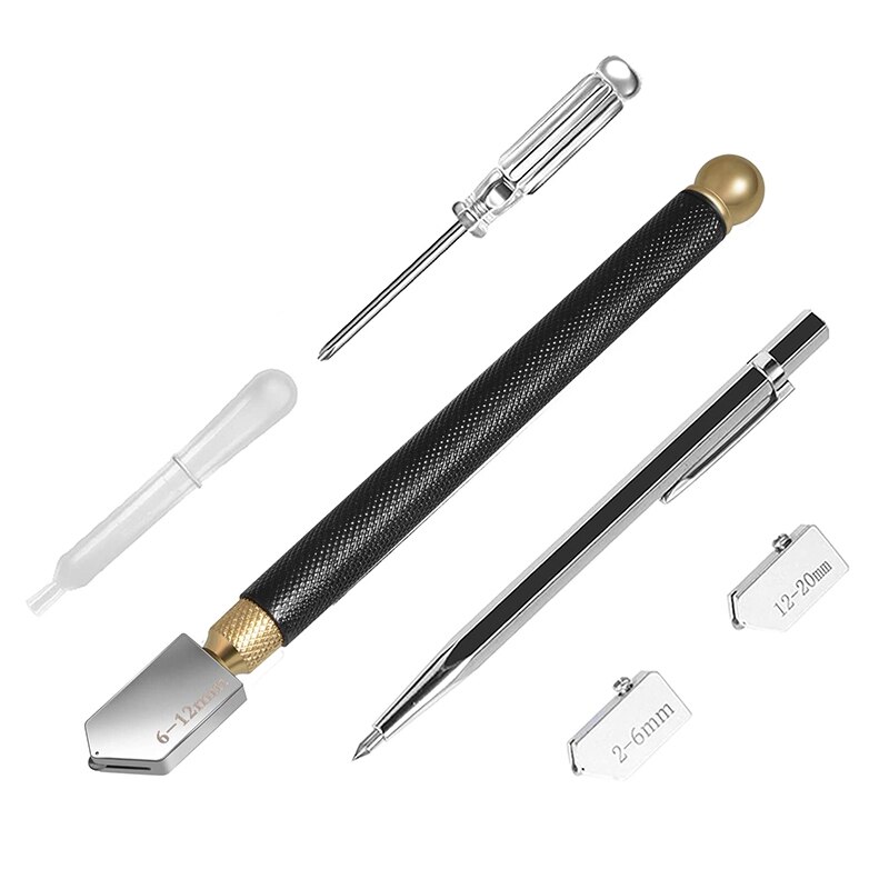 Glass Cutter 2mm-20mm, Glass Cutter Tool with Engraved Pen, Glass Cutting Tool with Automatic Oil Feed for Mirrors/Tiles: Default Title