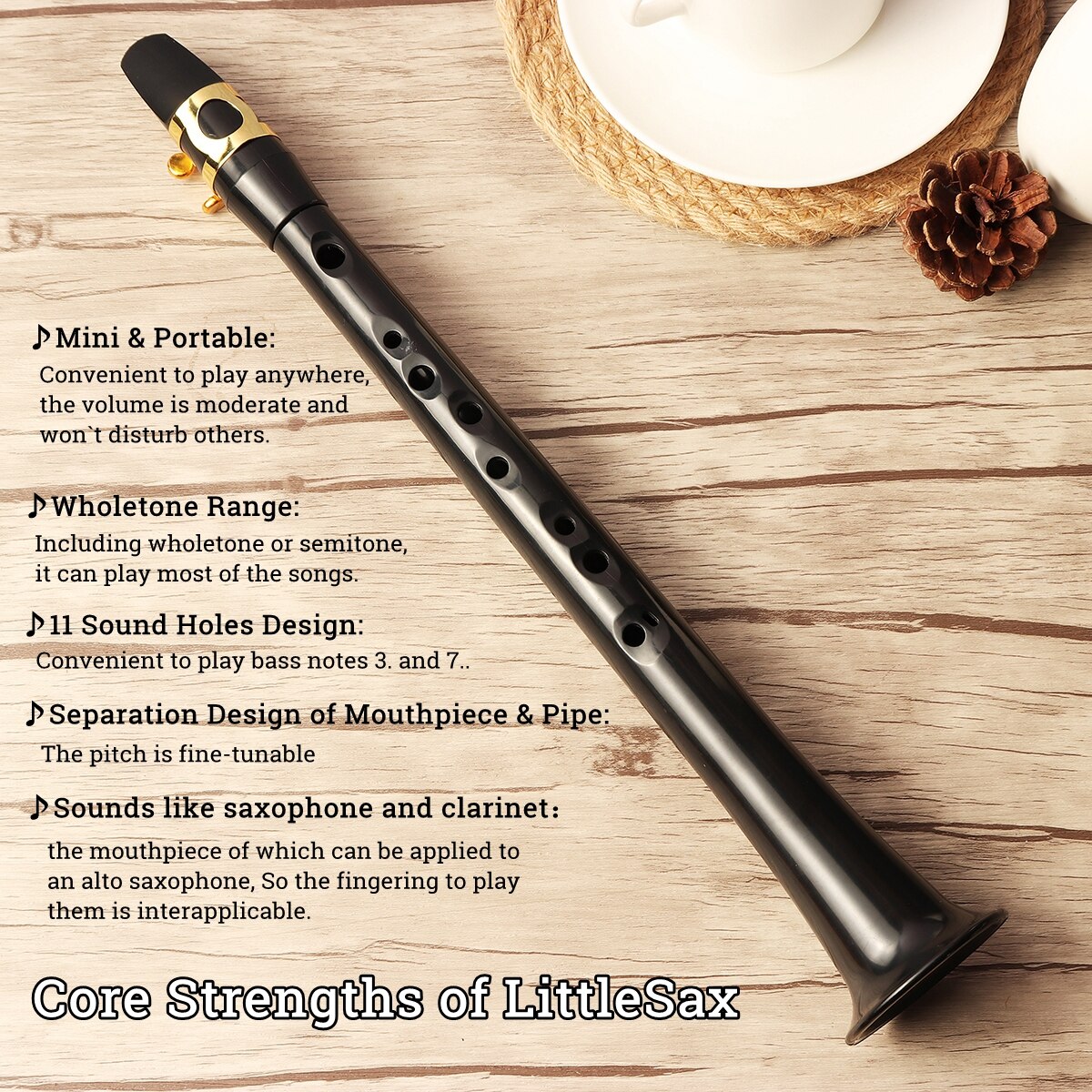 Schwarz LittleSax Mini Sax Tragbare C Schlüssel Saxophon ABS Leichte Sax Musical Instruments mit Tragetasche für Begginer