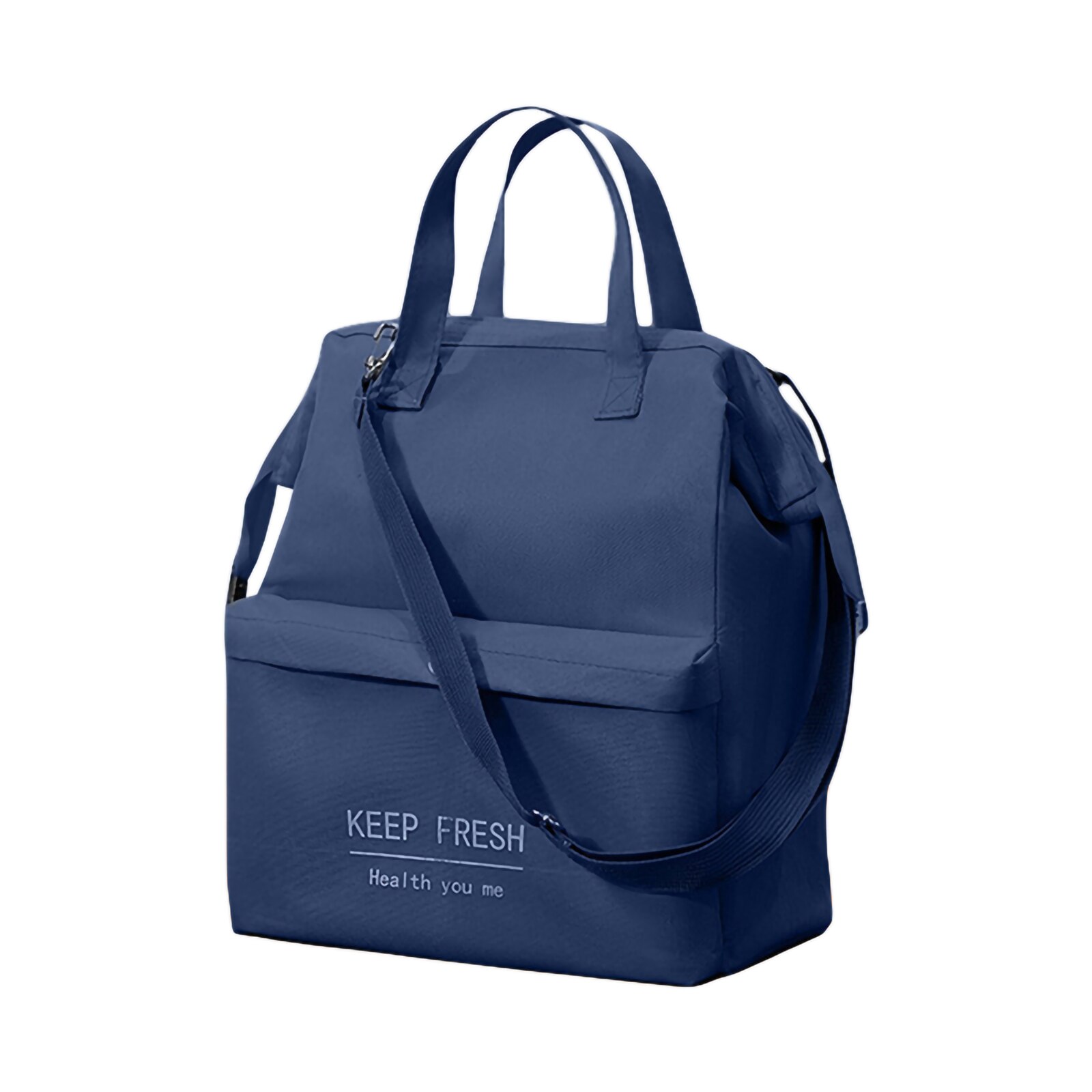 La borsa da pranzo alla moda stampata con lettera portatile mantiene la borsa riutilizzabile termica più fresca isolata con tracolla staccabile: Navy