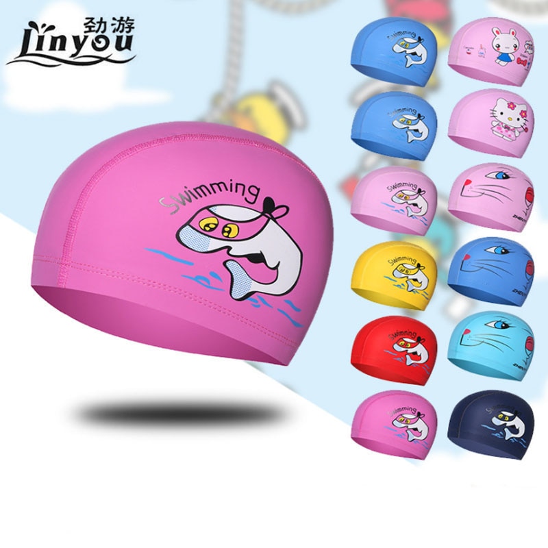 Casquette de piscine en PU, chapeau de dauphin de dessin animé, imperméable pour garçons et filles, bouchon d&#39;oreille pour bébé, protection, équipement de plongée, pour enfants