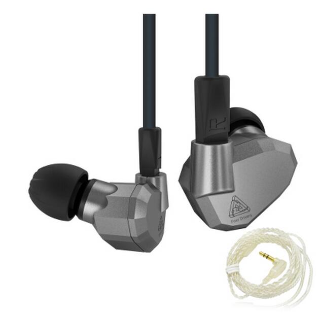KZ ZS5 2DD+2BA Hybrid In Ear Earphones HIFI DJ Monitor Headphone Running Sport KZ AS10 ZS6 Earphones Headset Earbud Two Colors: grey  silver no mic