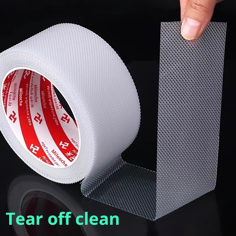 Anti-Slip Tape, Self-Adhesive Wear-Resistant Non-Skid Transparent Silicone Pad, Grid Pattern Waterproof Anti-Slip Grip Strip