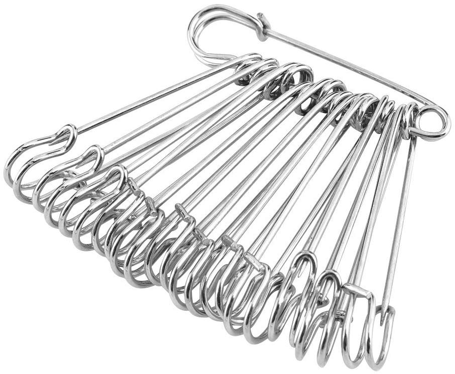 10Pcs Safety Pins,Strong Metal Heavy Duty Safety Blanket Pins for Jewelry Crafts,Sliver(50mm)