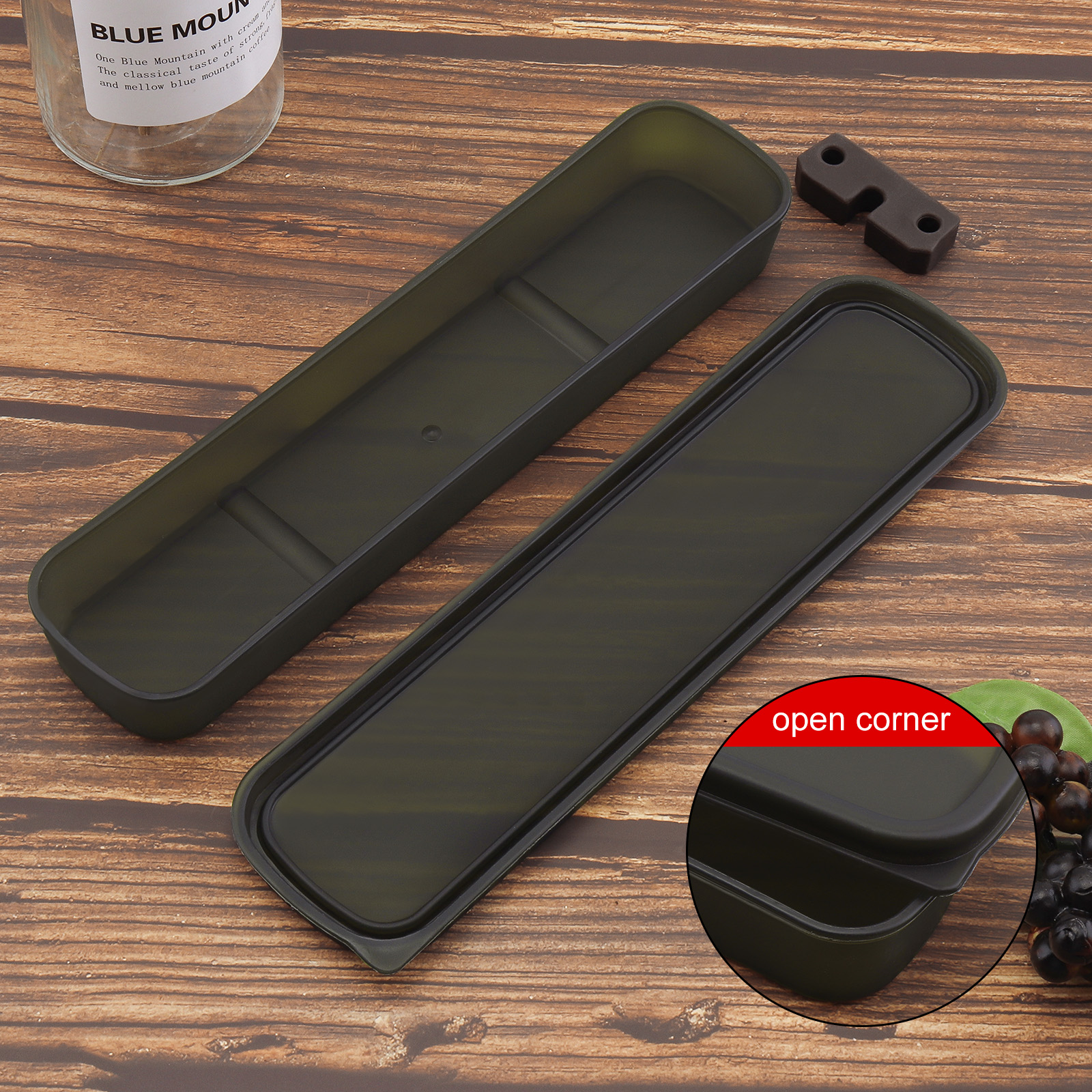 Wiederverwendbare tragbare PP-Geschirr-Aufbewahrungsbox mit Silikon-Pad, universeller schwarzer Besteck-Organizer