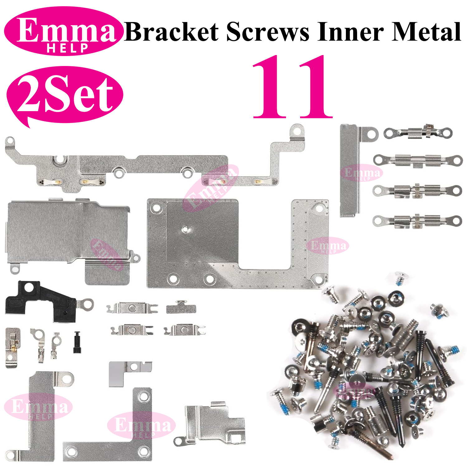 2set Full Inside Small Metal Holder Bracket Shield Plate Set Full Screws For iPhone 11 12 13 Pro Max X XS XR Repair Assessories: Yellow