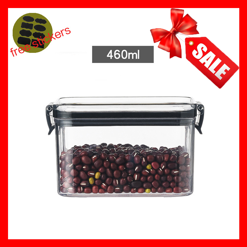 Stackable Kitchen Sealed Jar, Plastic Food Storage Box, Multigrain Tank Bottle, Dried Fruit Tea Containers, 460-1800ml Sets: Light Grey