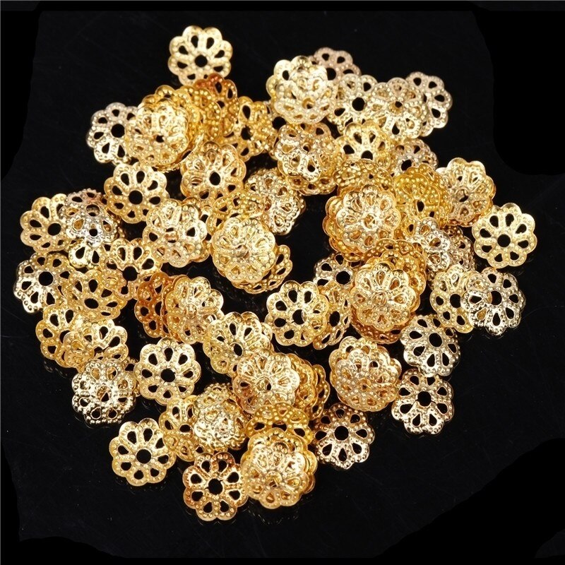 500 Stks/partijen Zilveren Vergulde 6Mm Metaal Filigraan Bloem Kraal Caps Diy Bead Bevindingen Voor Sieraden Maken: 500Pcs Gold 6mm