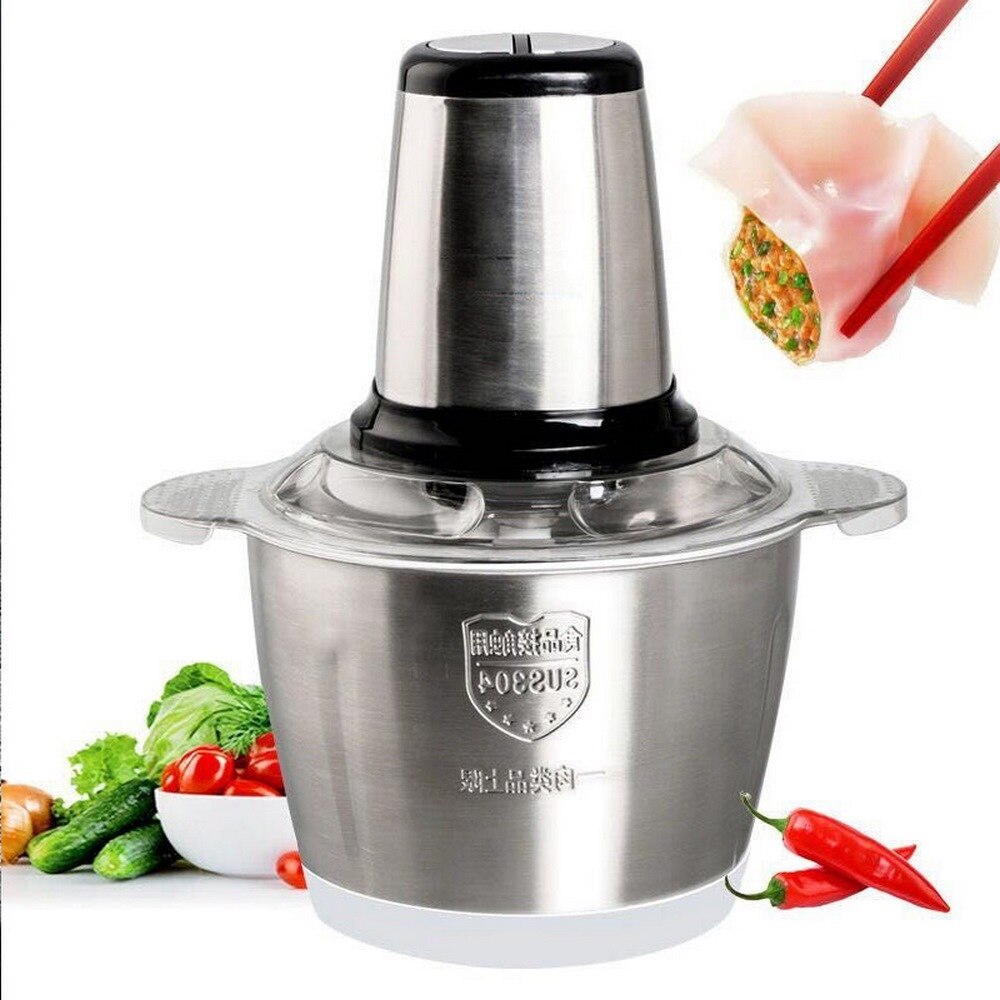 Electric Chopper Meat 2 Speeds 300W Stainless Steel 2L Capacity Food Chopper Food Processor for Meat Vegetables Fruits and Nuts