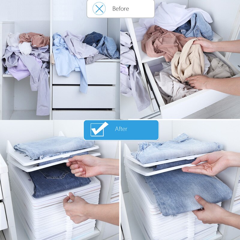10 Laag Kleding Organizer Tray, T-shirt Kleding Vouwen Opslag Plank Rek Garderobe Kast Verdelen Partitie Stapelen Board