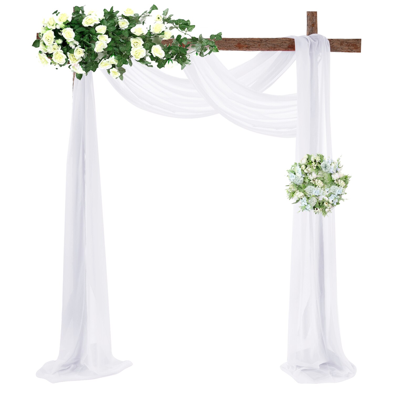 Bruiloft Boog Draperen Stof Chiffon Stof Draperie Bruiloft Decoraties Voor Ceremonie Archway Partij Plafond Achtergrond: White 2pcs