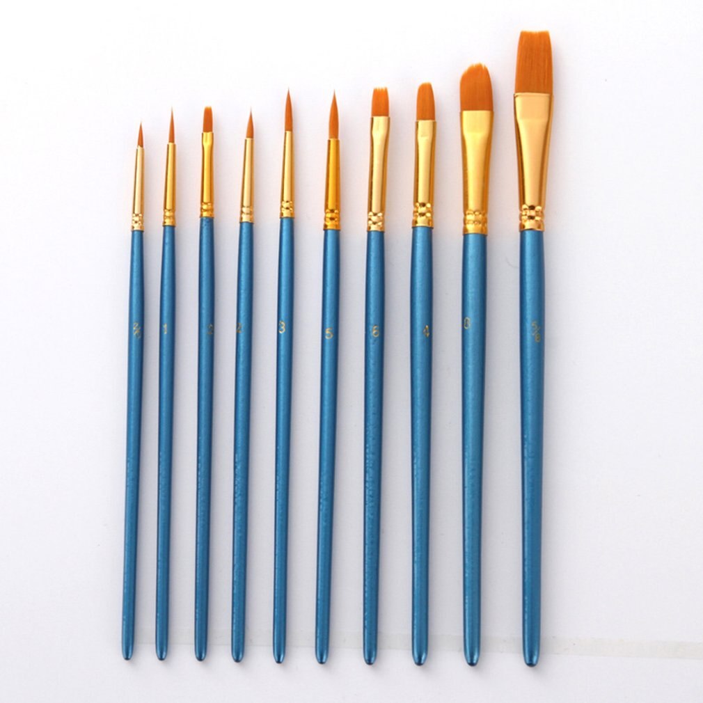 8 stuks platte kwasten, paddle-vlakkwast, acrylschilder-accessoires, vlakkwast, schilderpenseelset met houten handvat, voor aquarel, gouache, acrylolie op canvas en schilderbasis