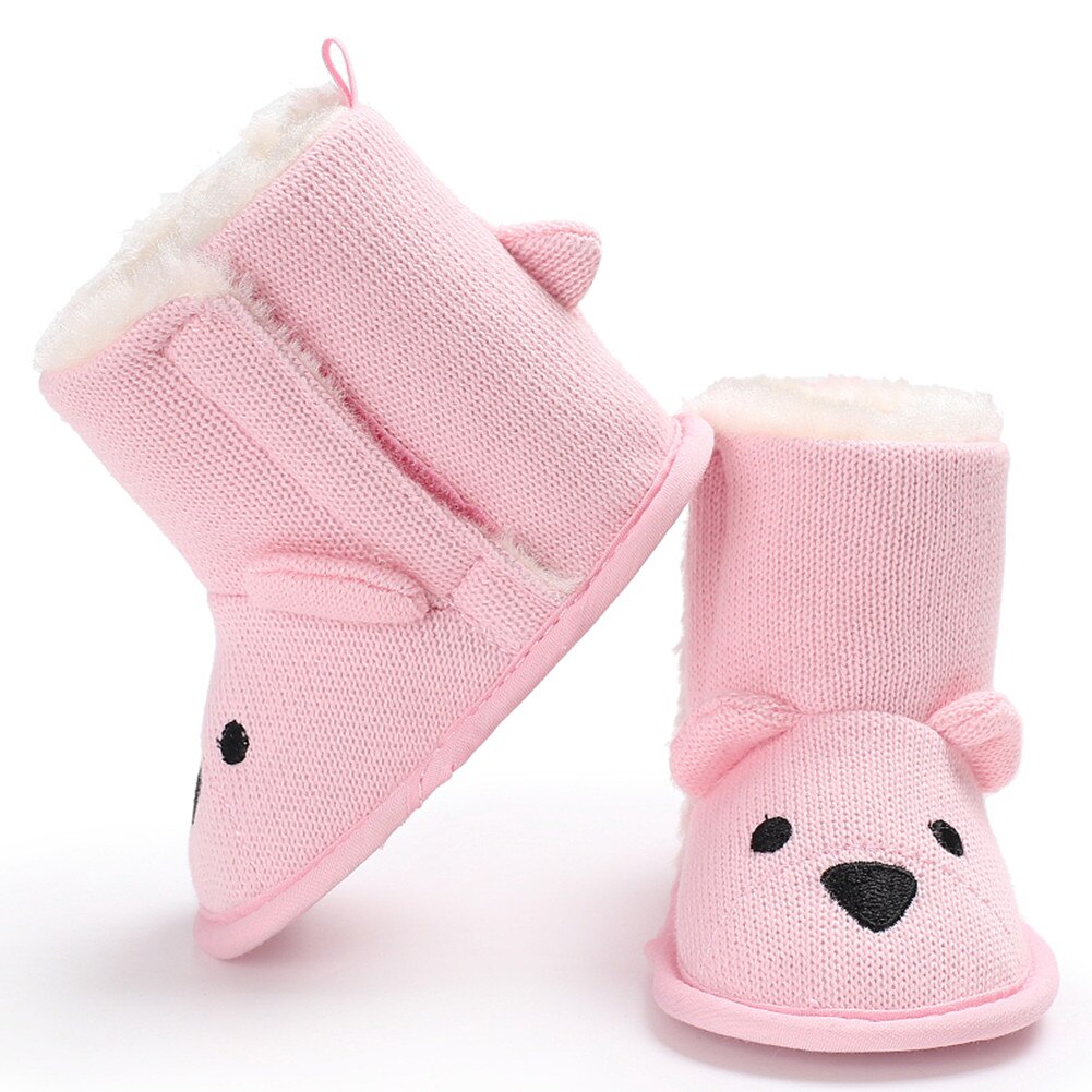 Beer Peuter Baby Jongens Meisjes Snowboots Brei Haak Crib Soft Sole Schoenen 0-18M: Roze / 13-18 months