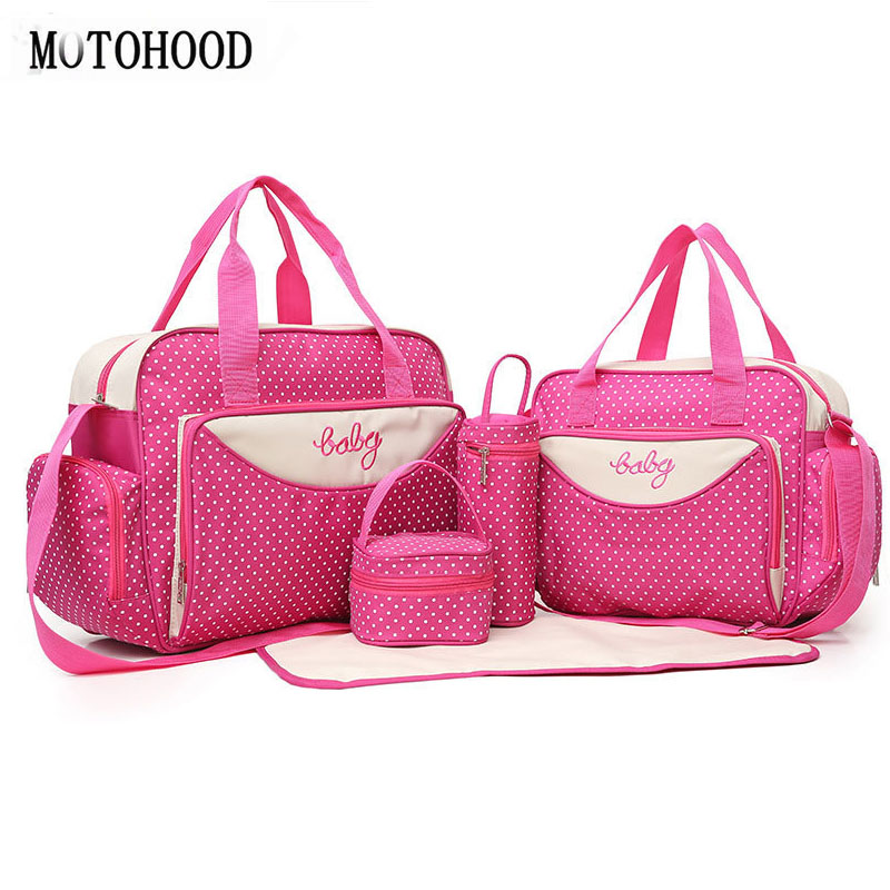 40*30.5*16cm 5 stk store baby pusletasker sæt til mor dot ble net klapvogn taske organizer multifunktionel mulepose til kvinder