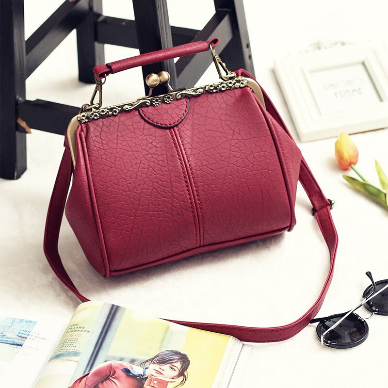 neue Koreanische frauen Taschen Jahrgang Pu Beutel Clip Handtaschen Schulter Hand Tasche Jahrgang Schulter Tasche Neue Stil Eimer tasche