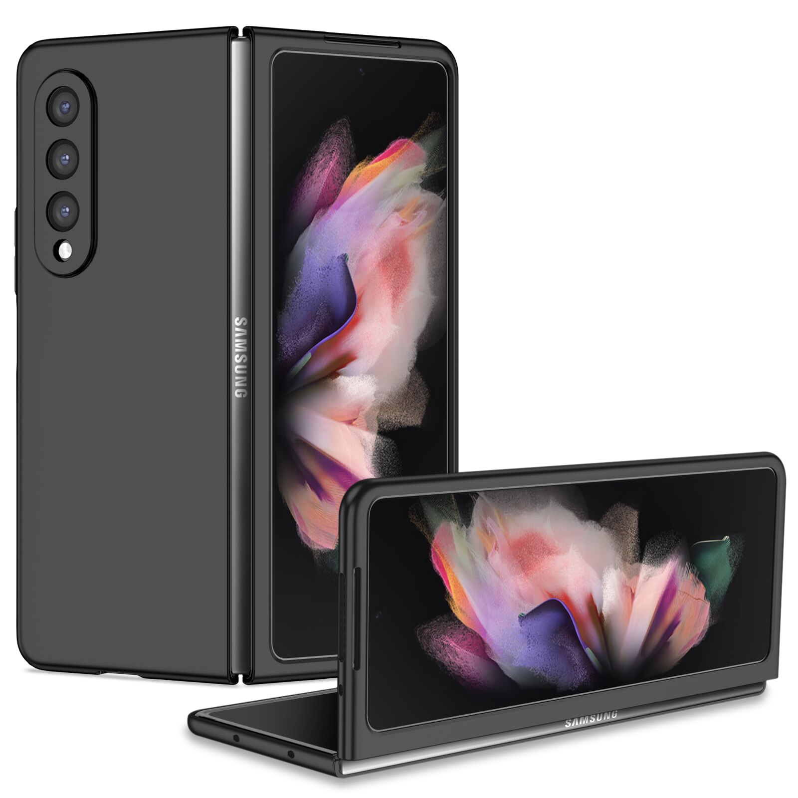Protection Folding PC Case for Samsung Galaxy Z Fold 3 5G Fold3 Fold2 Fold 2 Non-Fingerprint Cell Phone Cases Cover: for samsung Z Fold 2 / black