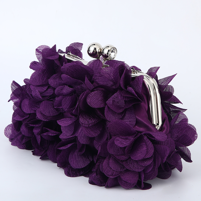 Blomma middagsväska blommig kedja axelväska brud handväska kuvertväska kvinna kronblad kvällsfest kuvertväska bröllopsklänning väska: Guld-