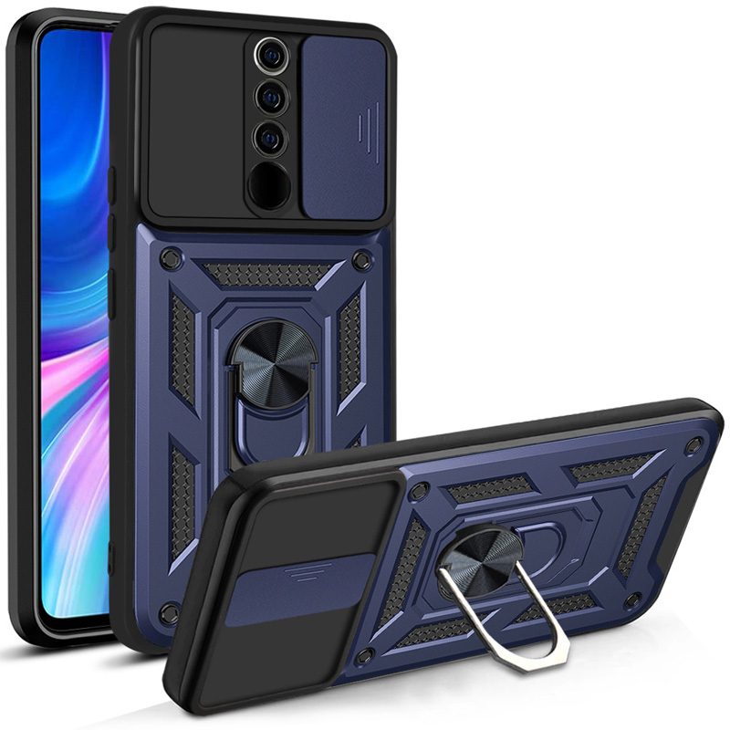 Schokbestendig pantserhoesje voor Xiaomi Redmi Note 8 Pro Autohouder Telefoonhoesje voor Redmi Note 8 Cameralensbescherming Fundas: aluminium / Blauw