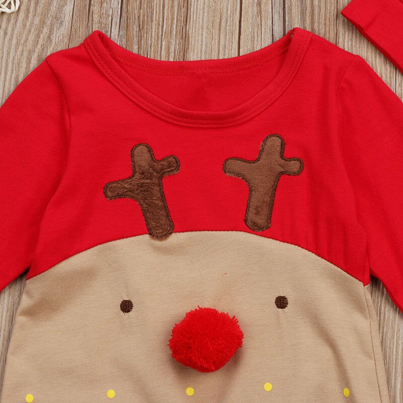 Appena nato Del bambino Della Ragazza Dei Ragazzi Di Natale corpo e Pagliaccetti Manica Lunga Cervo modello di Natale Del Pagliaccetto Della Tuta Degli Indumenti Da Notte Del Partito Del costume Vestiti Del bambino 2pz