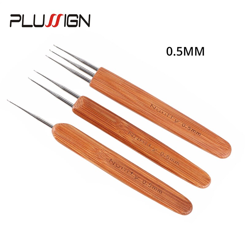 (1 gancho, 2 ganchos, 3 ganchos), 3 unids/lote, herramientas de rastas de ganchillo de 0,5 Mm y 0,75 Mm de tamaño, aguja de ganchillo de madera para trenzas de pelo