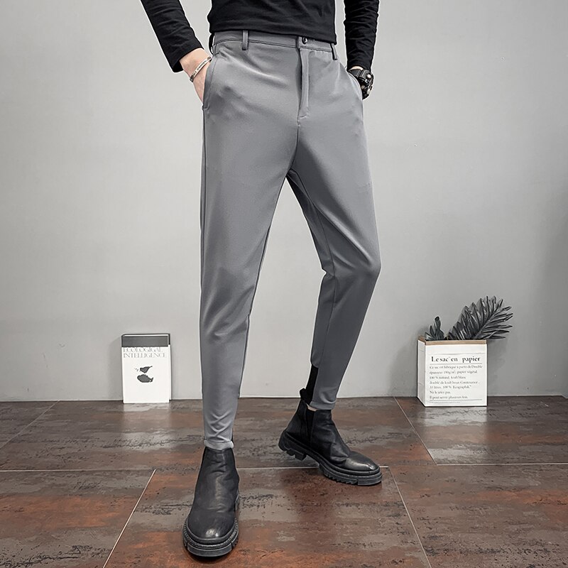 Men Suit Pants Business Office Social Slim Fit Trousers Streetwear Casual Pencil Pants Pantalon Homme Classique