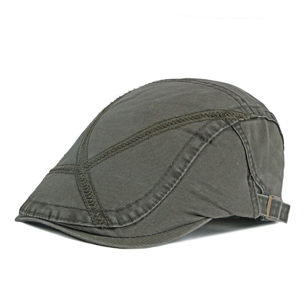 Gorro informal a rayas para hombre, boina de algodón, primavera, verano y otoño: Green