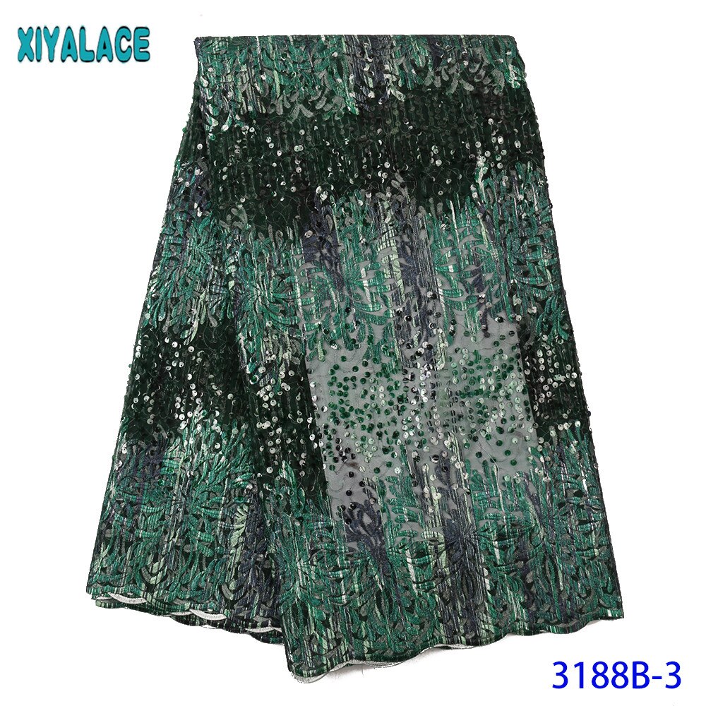 Nigeriaanse Kant Stof Tule Kant Afrikaanse Stof Kant Geborduurde Veters Met Pailletten KS3188B