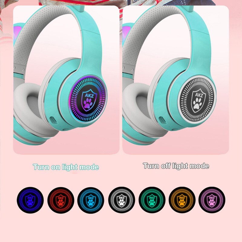 RGB Cat Ear Gaming Earphone Bluetooth 5.0 Wireless Headphone Headset 3.5mm Plug For Gamer Smartphone Mobile Phone