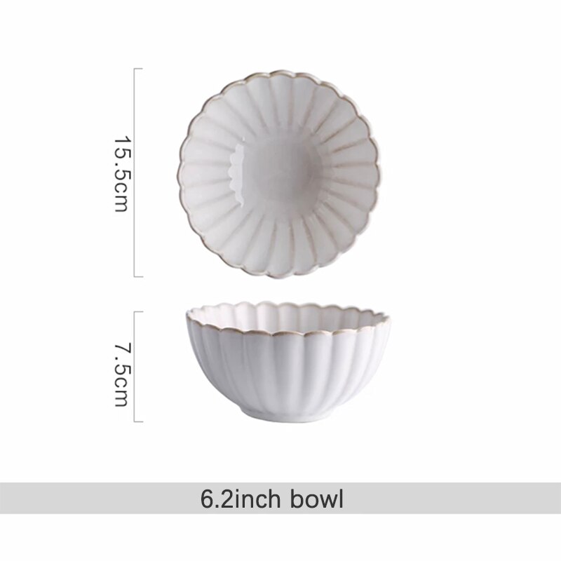 Ceramic Dinnerware Set Food Plates Dishes Dinner Plates Salad Soup Bowl Klin Glaze White Plates and Bowls Set for Restaurant: 6.2inch salad bowl