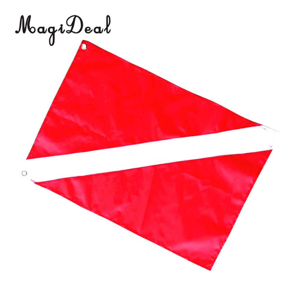MagiDeal 2Pcs/Set Large Small Red & White Diver Down Flag Signal Boat Kayak Flag for Underwater Scuba Diving Spearfishing