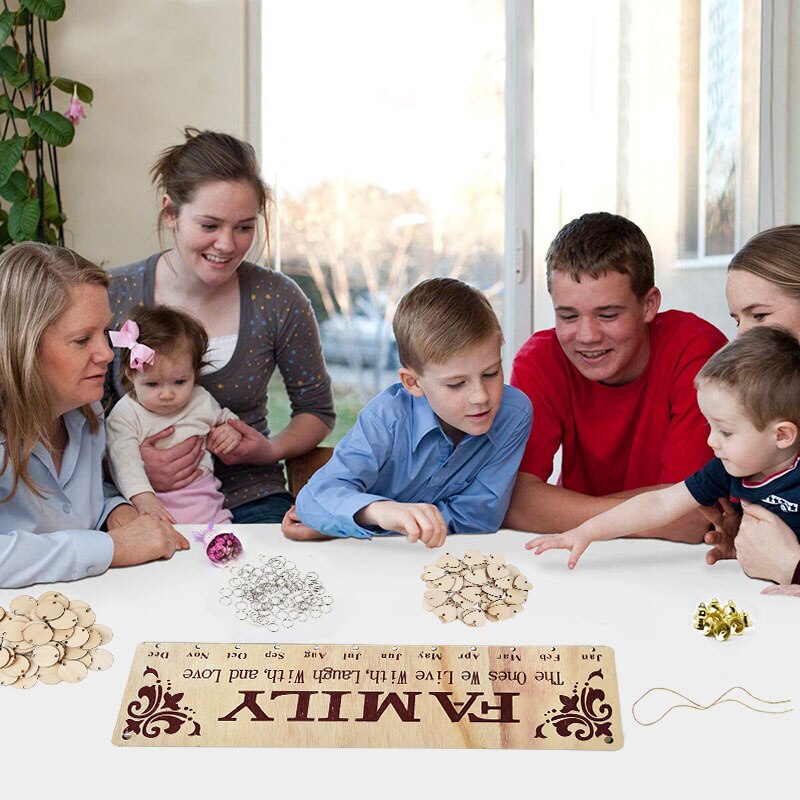 Calendario de madera DIY para cumpleaños, tablero de calendario para días especiales, recordatorio de cumpleaños para amigos y familia, decoración colgante