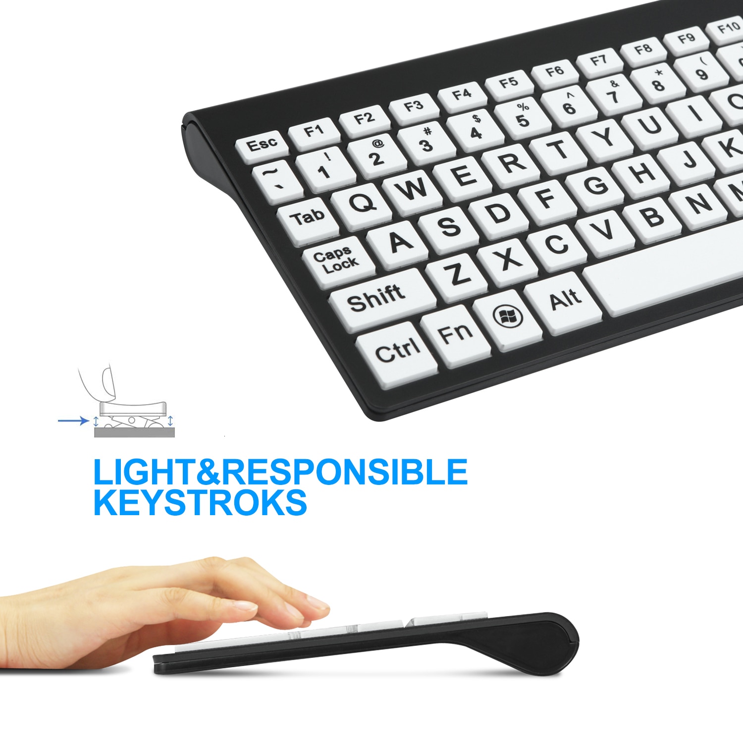 SeenDa 2.4G Wireless Silent Keyboard Larger Print Grandado