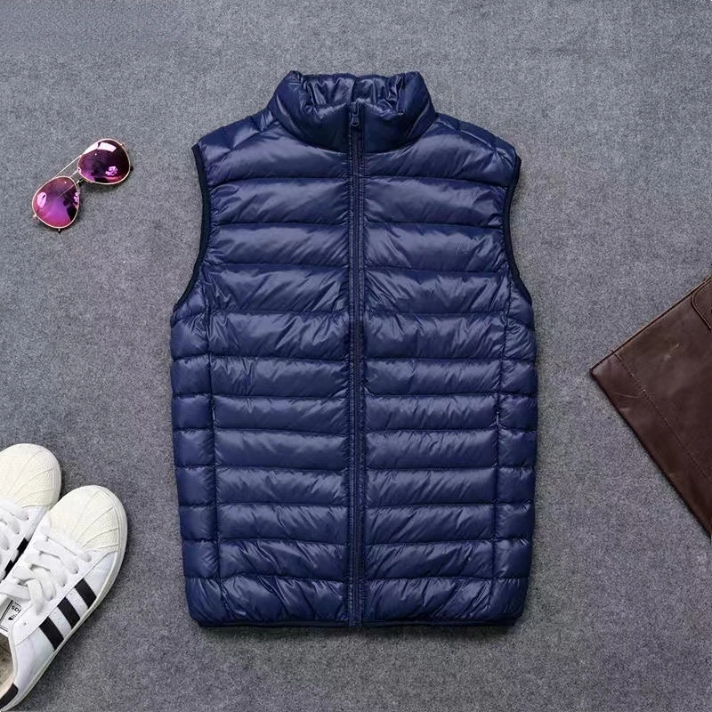 Donsvest voor heren Winter, los eendendons Lichte veren Modejas Jas Warm heren los plus eenvoudig effen kleur jasjevest