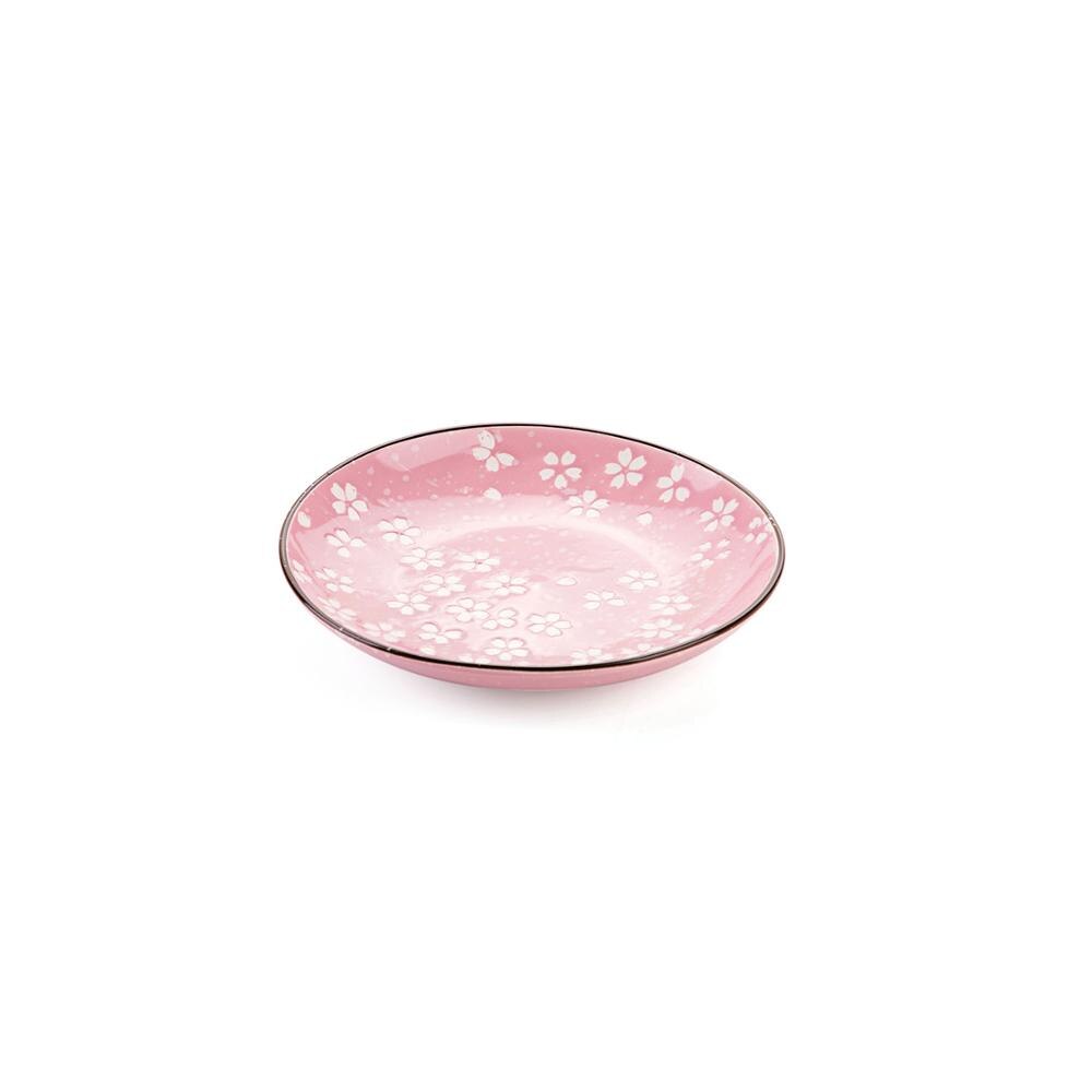 Sakura Patroon Keramische Plaat Diner Platen Keuken Servies Fruit Dessert Cake Gerechten Snack Steak Sushi Plaat Portie Schotel: 6.5inch Pink