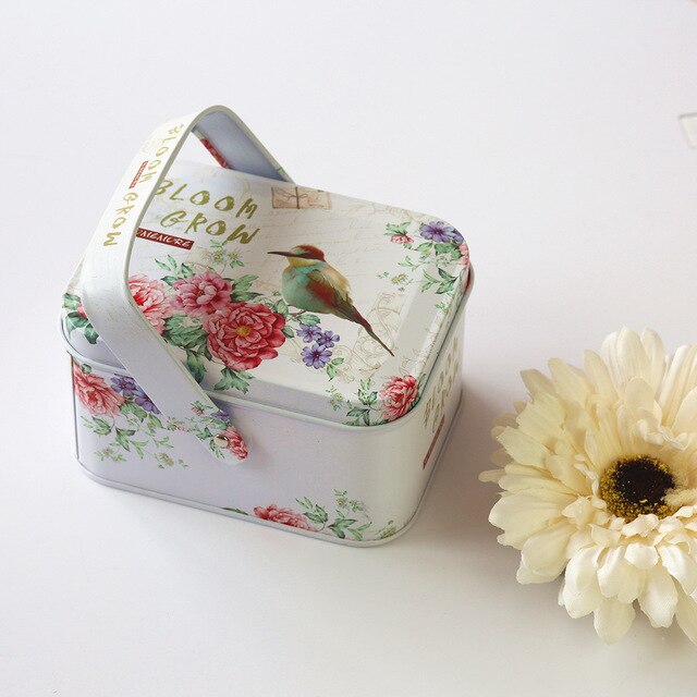 1Pc Metal Handle Storage Box Small Suitcase Organizer Case Sewing Kit Tinbox Candy Cookie Chocolate Packaging Wedding: As picture show 06