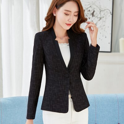 Plus size dames zakelijke pakken lente herfst all-match dames blazers jassen korte strakke blazer dames pak 5xl: Zwart / Xxl