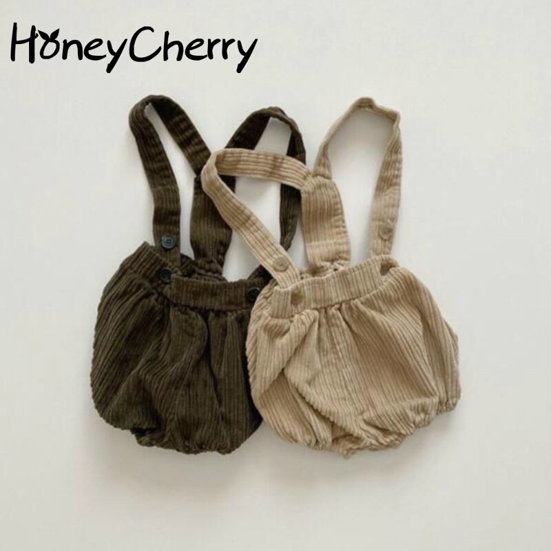 Herfst En Winter Baby Corduroy Babybodysuit Kruipen Kleding Een Stuk Schuim Schouderriem Driehoek Shorts