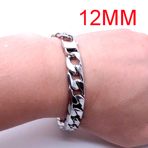 100% Roestvrij Stalen Armband 6/8/12 Mm Breedte Curb Chain 8 Inch Zilver/Goud Kleur Armband Voor Mannelijke mannen/Vrouwen: Hot Stamping