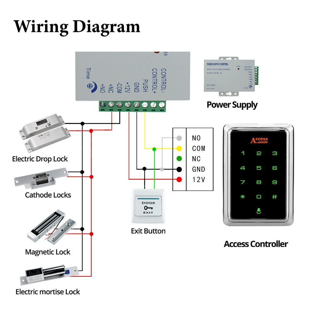 IP55 Waterproof Metal RFID 125KHz Standalone Access Control Keypad with Touch Screen Panel + 10pcs RFID Keyfobs