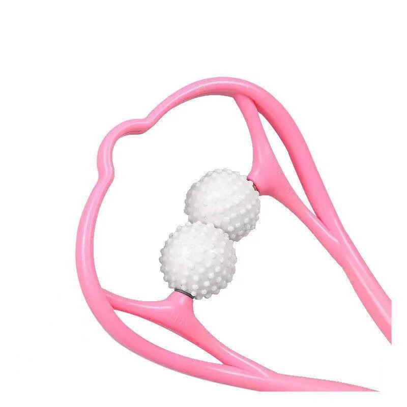 Pressure Point Therapy Neck Massage Tool Pressure Relieve Hand Roller Massage Neck Shoulder Dual Trigger Point Self Massager: Pink