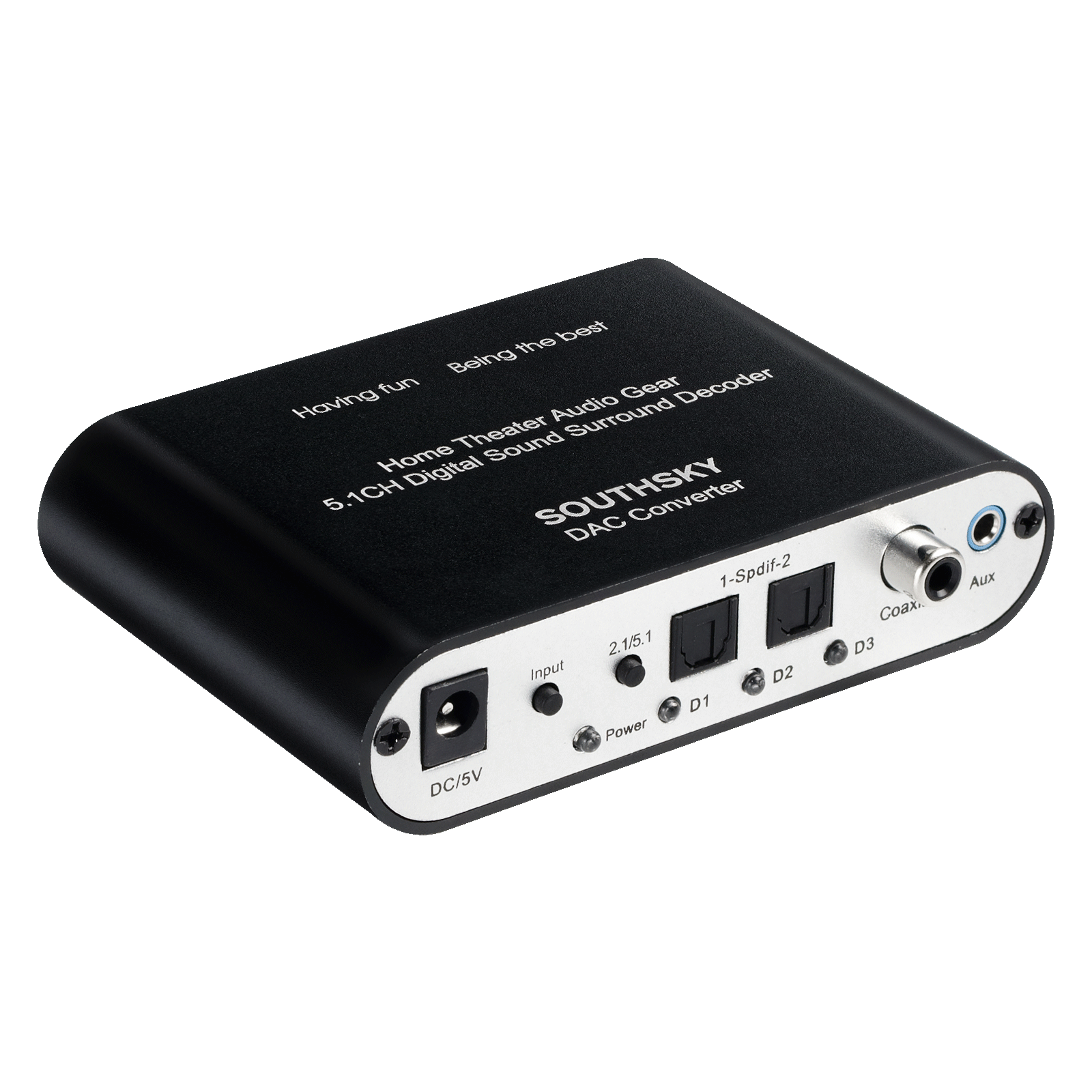 5.1 Audio Rush Digital Sound Decoder Converter,Digital Optical SPDIF,Coaxial to 5.1CH Analog,6RCA Output for Home Theater,Cinema