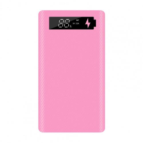 Selbstbau-powerbank-gehäuse ohne schweißen, 6 stück , 18650 akkus, typ-c-/micro-usb-anschluss, lcd-bildschirm, powerbank-gehäuse  (m6): Rosa