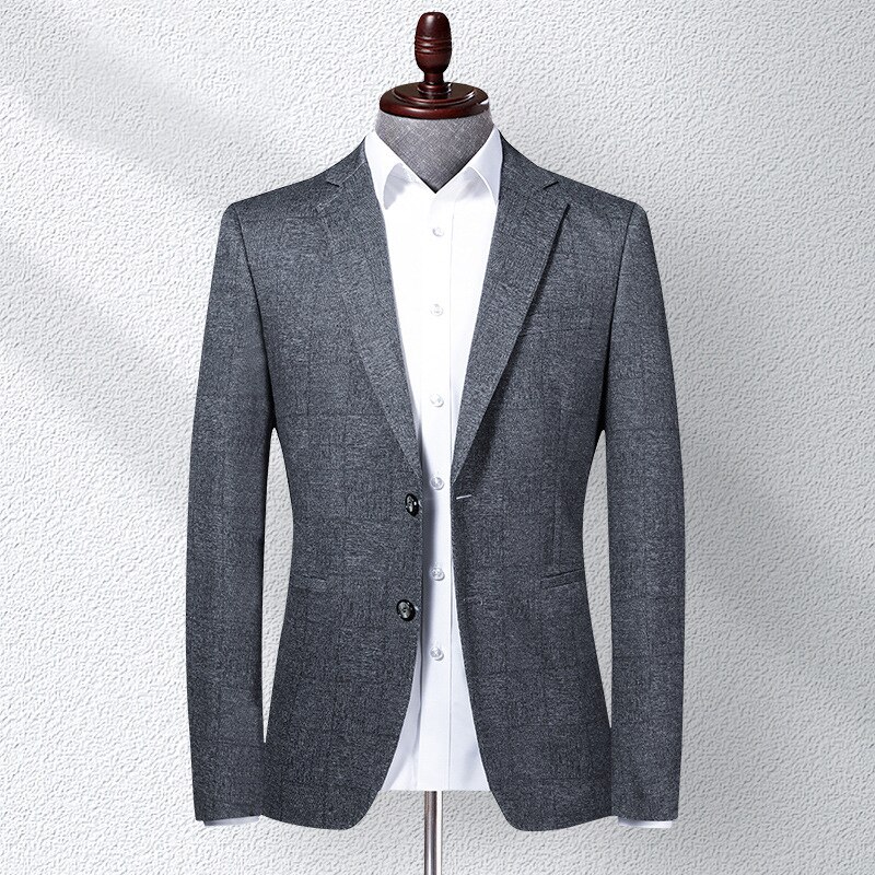 Spring Korean Blazer Jacket Men Knit Stretch Slim Fit Suit Coat Business Casual Single-breasted Blazer Masculino 4xl: LYL02-2 / XXL