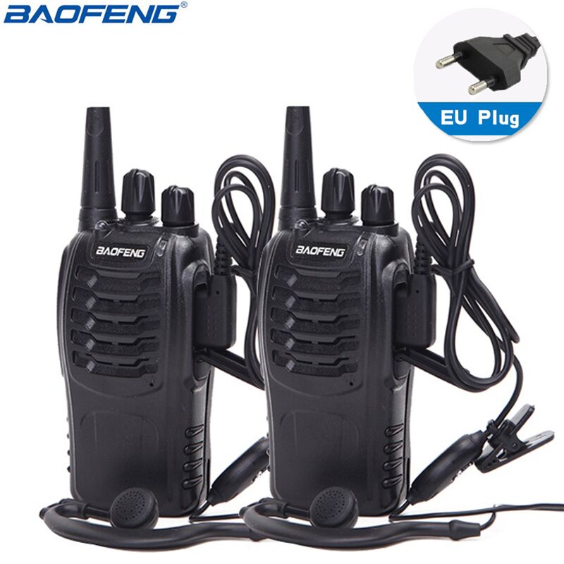 1 Of 2 Stuks Baofeng BF-888S Walkie Talkie 5W Two-Way Radio Draagbare Cb Radio Uhf 400-470Mhz 16CH Comunicador Zender Transceiv: 2pcs EU plug