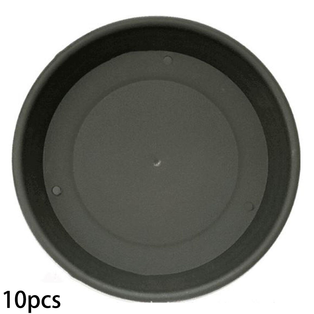 10Pcs Hydroponic Round Plant Pot Saucer Dish Water Drip Tray Drain Flower Base: Gray   Black